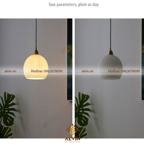 Đèn thả trần bằng sứ phong cách Nhật Bản