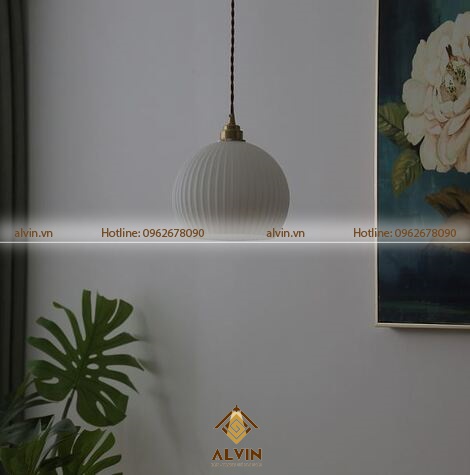 Đèn thả trần bằng sứ phong cách Nhật Bản