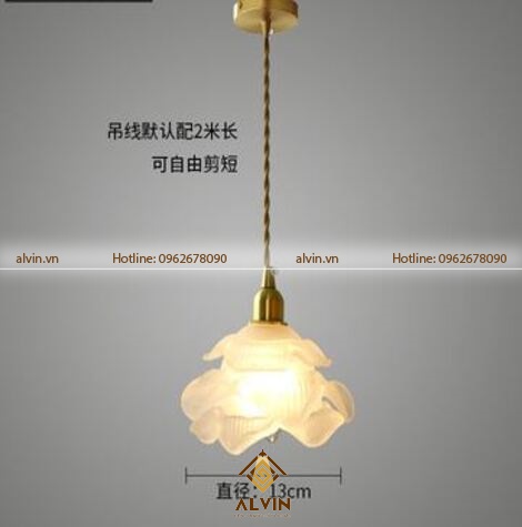 Mẫu đèn thả thủy tinh hoa hồng
